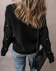 Valerie Pearl Embellished Rhombus Pattern Sweater
