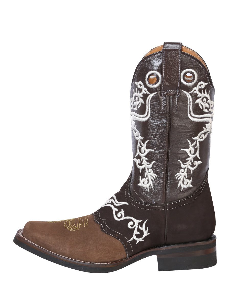 El General Rodeo Boot - Crazy  Brown/Dark Brown with Embroidery 34311