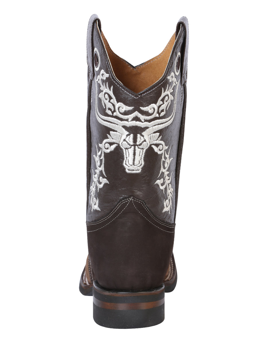 El General Rodeo Boot - Crazy  Brown/Dark Brown with Embroidery 34311