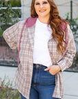 Plus Size Plaid Button-Up Chest Pocket Hooded Shirt