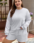 Plus Size Bow Embroidered Pullover and Shorts Set
