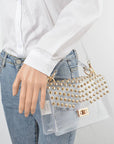 Studded Transparent Top Handle Bag