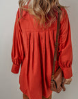 Eleanor Bishop Sleeve Button Up Pleated Mini Dress