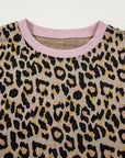 Leopard Contrast Edge Pullover and Shorts Set