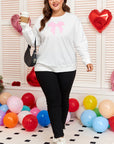 Beige Big Bow Accent Plus Size Drop Shoulder Sweatshirt