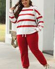 Stripe Drop Shoulder Top and Jogger Pants Set