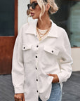 Rosalie Textured Flap Pocket Buttoned Shacket
