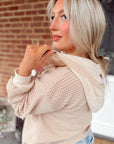 River Waffle Hooded Long Sleeve Top