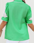 Floral Ric-Rac Puff Sleeve Shirt