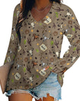 Baha Ranch Western Print Long Sleeve Top