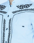 Mens El Señor de los Cielos Charro Embroidery Shirt Blue/Black 40785