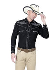 El General Embroidery Western Shirt Black/White 40983