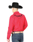 El General Embroidery Western Shirt Red/Black 40989