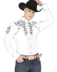 El General Embroidery Western Shirt White/Black 40991