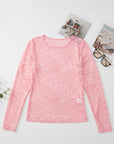 Amanda Floral Lace Sheer Long Sleeve Top