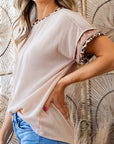 Leopard Colorblock Corded Knit T-Shirt
