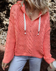 Sariah Cable Knit Drawstring Hooded Sweater