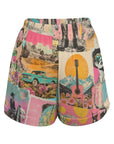 Baha Ranch Retro Pop Western Vintage Drawstring Shorts