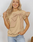 Camilla Two Tone Bow Ruffle Sleeve Top
