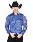 Blue Casual Long Sleeve Shirt 43942