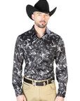 Black And Beige Casual Long Sleeve Shirt 43946