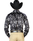 Black And Beige Casual Long Sleeve Shirt 43946