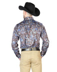 Navy Floral Casual Long Sleeve Shirt 43953