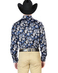 Blue Flower Casual Long Sleeve Shirt 43954