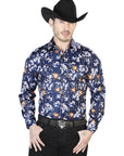 Blue Flowers Casual Long Sleeve Shirt 43957