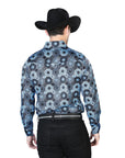 Blue Print Casual Long Sleeve Shirt 43963