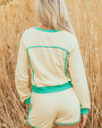 Wren Long Sleeve Pullover and Drawstring Shorts Outfit
