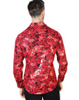 Red And Gold Casual Long Sleeve Shirt 44031