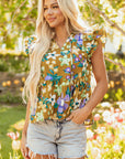 Scout Floral Tiered Flutter Sleeve V Neck Top