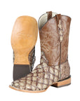 El General Men's Exotic Monster Fish Rodeo Boots - Cream 44114