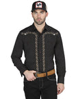 El General Embroidery Western Shirt Black/Gold 44200