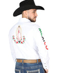 El General Embroidery Western Shirt White/Roses 44294