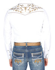 El General Embroidery Western Shirt White/Gold 44295
