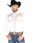 El General Embroidery Western Shirt White/Gold 44295