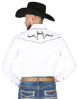 El General Embroidery Western Shirt White/Black 44302