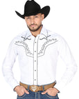 El General Embroidery Western Shirt White/Black 44302