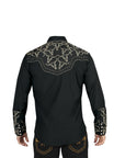 El Señor De Los Cielos Embroidery Shirt Black/Gold 44338