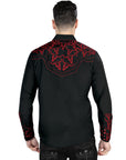 El Señor De Los Cielos Embroidery Shirt Black/Red 44339