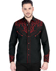 El Señor De Los Cielos Embroidery Shirt Black/Red 44339