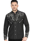 El Señor De Los Cielos Embroidery Shirt Black/White 44340