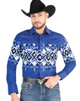 El General - Casual Long Sleeve Shirt - Blue 44449
