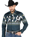 El General - Casual Long Sleeve Shirt - Teal 44486