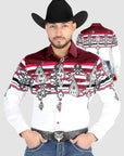 El General - Casual Long Sleeve Shirt - Burgundy 44497