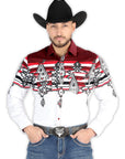 El General - Casual Long Sleeve Shirt - Burgundy 44497