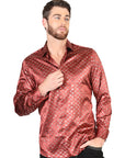 El General Burgundy/Gold Casual Long-Sleeve Shirt 44546