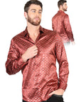 El General Burgundy/Gold Casual Long-Sleeve Shirt 44546